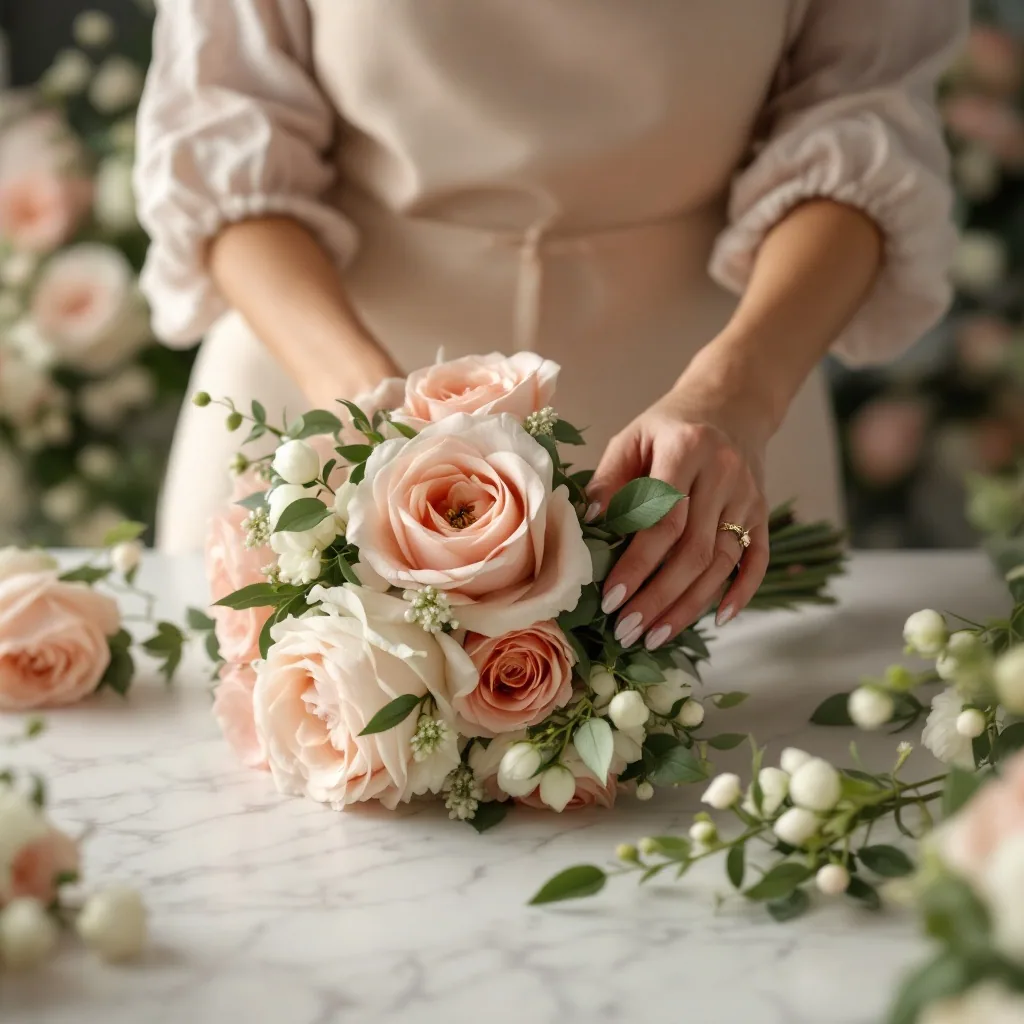 Bana Florist florist hands crafting a luxury bouquet