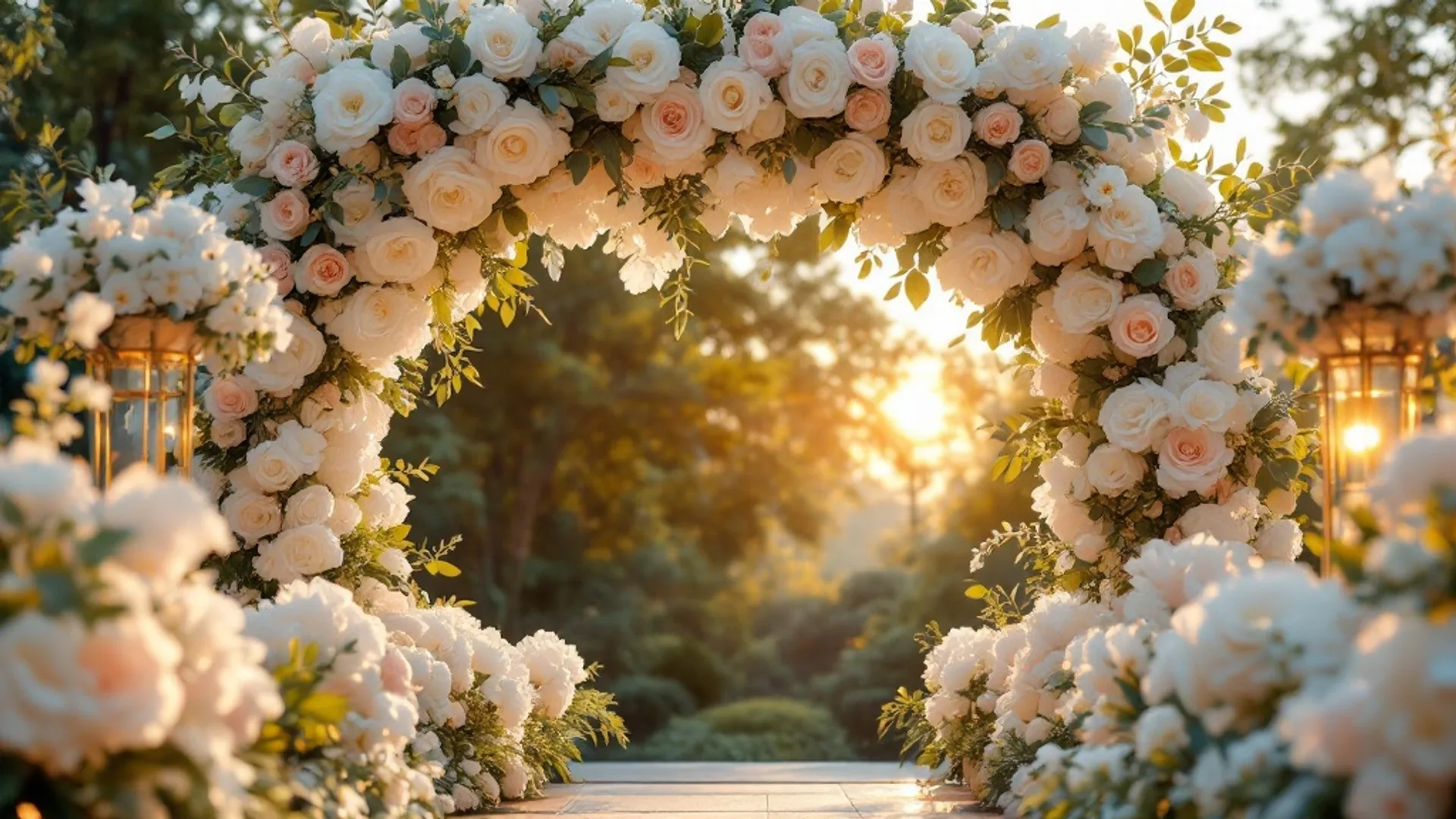 Wedding floral arch by Bana Florist