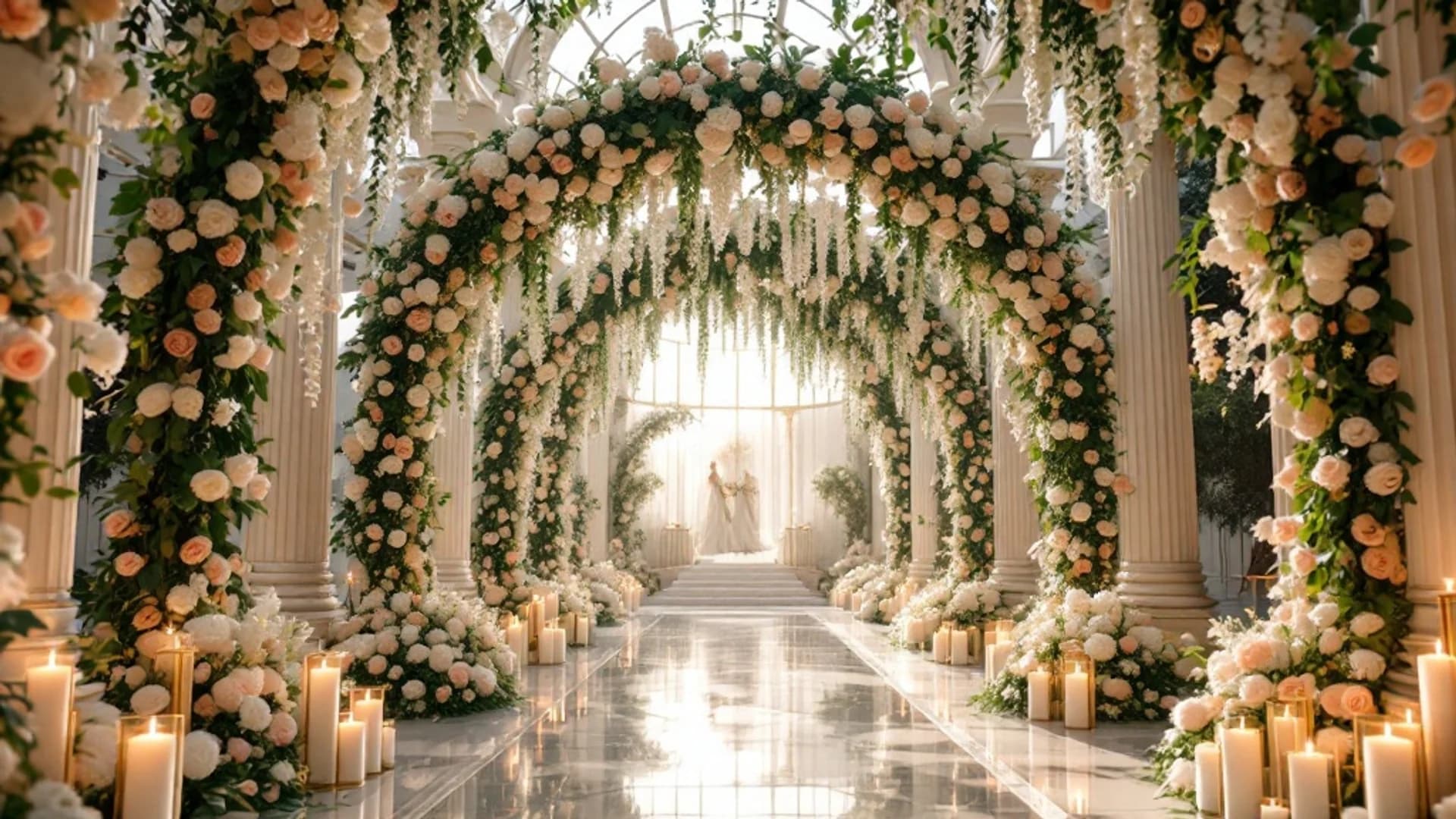 Luxury wedding floral arch and ceremony setup by Bana Florist Toronto
